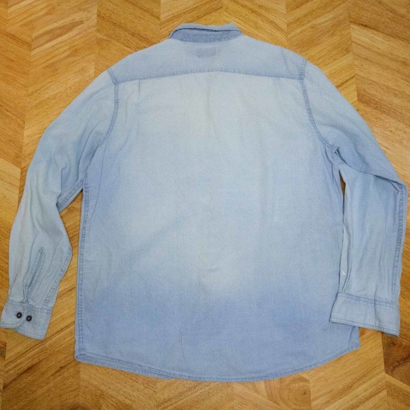 Vintage Wrangler Mens Shirt Large Denim Long Sleeve Button Down 90's - Picture 11 of 11